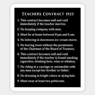 School Teacher's Contract 1923 Sticker